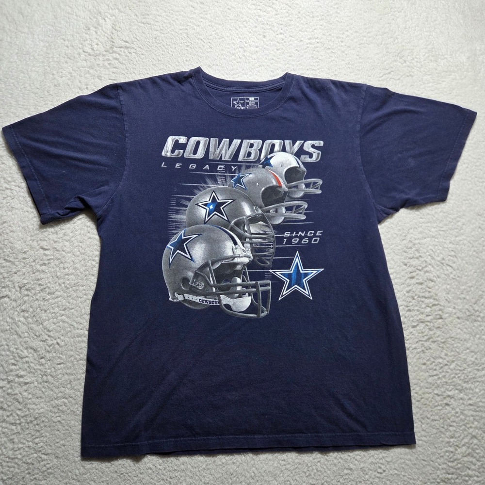 NFL Dallas Cowboys T Shirt Mens XL Blue Legacy Helmets Graphic Tee Sports Fan